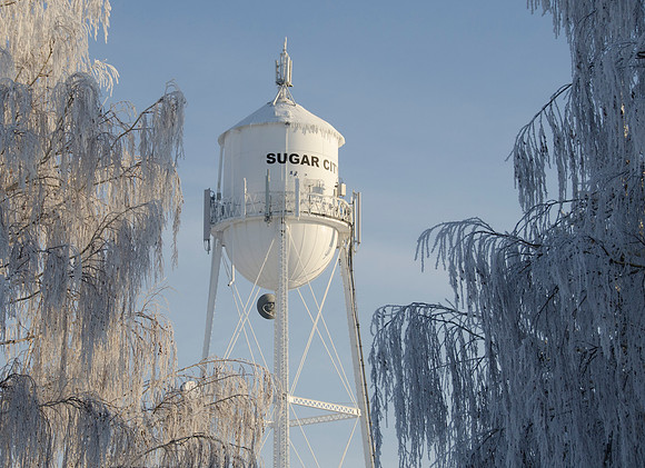 The old water tower in Sugar City, Idaho.
