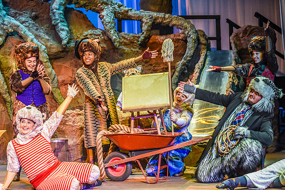 The theatre department's dress rehearsal of the Wind in the Willows in the Snow Drama Theatre.