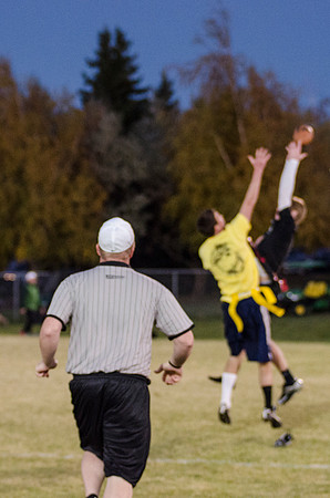 BYU-Idaho students play flag football with the rec sports program on BYU-Idaho campus