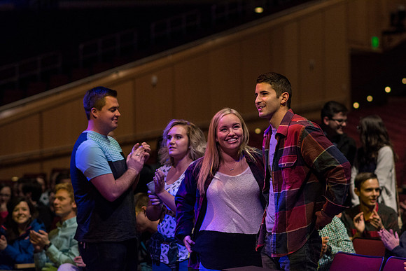 The Gilberts play a getting-to-know-eachother game with the audience to get things warmed up.