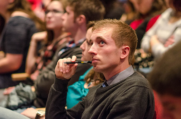 Students at Brigham Young University-Idaho come to devotional to listen to speaker, Kim B. Clark, address students in the new semester.