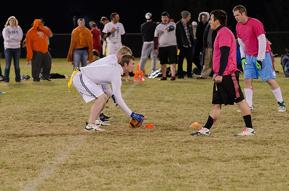 BYU-Idaho students play flag football with the rec sports program on BYU-Idaho campus