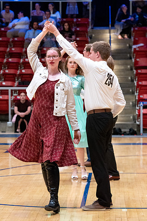 Students perform in a dance competition at the Hart Auditorium.