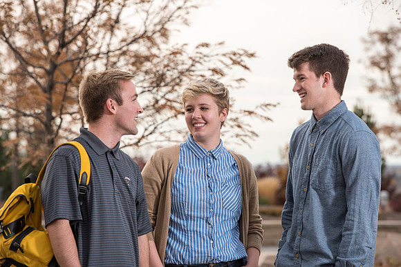 Information Technology students pose on campus for the department webpage.