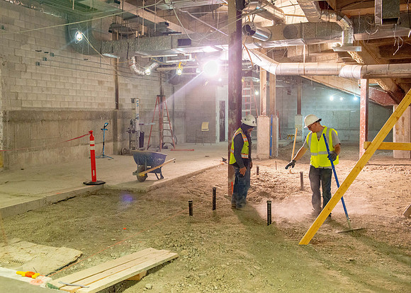 Construction happenning next to the gym in the Hart Building