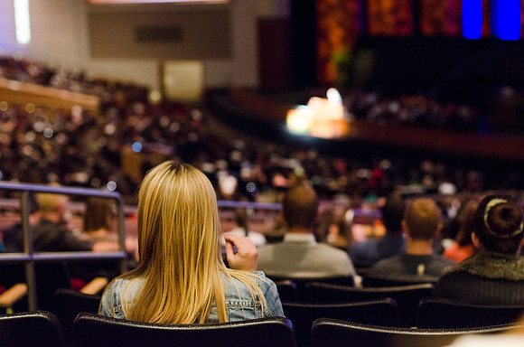 Students listening to devotional.