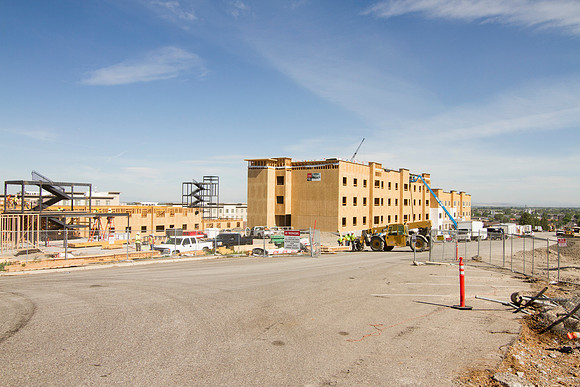Progress of the new housing for male and females on the BYU-Idaho campus during the 2014 Spring Semester.