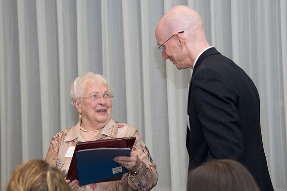 The Eliza R. Snow Society Honors Florence Bowman as she receives the Eliza R. Snow Award.
