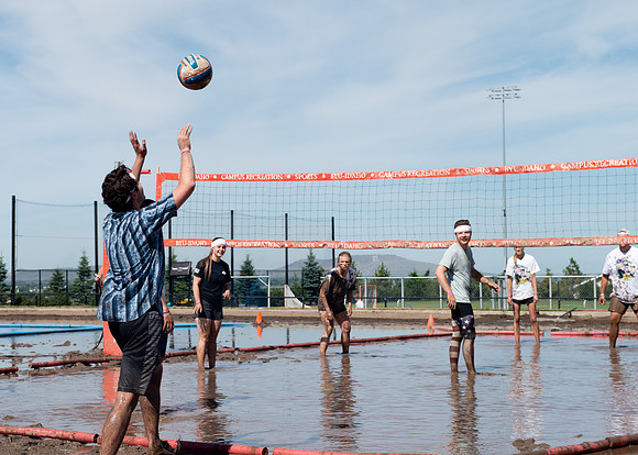 Rec-Fest Sring 2022, includes Mud Volleyball, Color Run, Ropes Course, Food, Climbing Wall and Games.