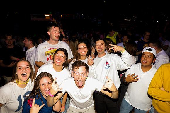 Students having fun at First Friday.