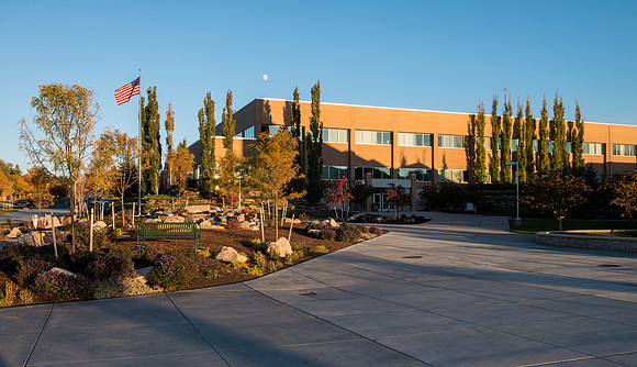 Spencer W. Kimball Building on a beautiful fall day.