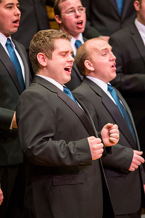 Brigham Young University-Idaho Men's Choir performing for their newest concert.