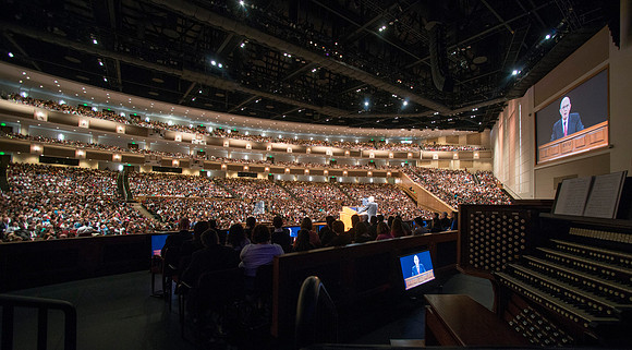 Elder Dallin H. Oaks speaks at devotional in the BYU-Idaho Center. BYU-Idaho photo by Michael Lewis