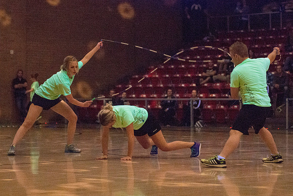Brigham Young University-Idaho students, faculty and guests participate in the annual slam dunk competition held in the Hart Gym. Events included are the three-point shoot-out, a Spirit team performan
