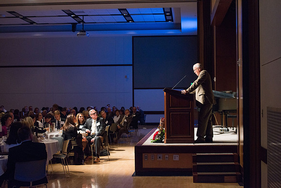 President Henry J Eyring hosts members of the President's Club who gather for a reception and banquet in the BYU-Idaho Marriott Center.
