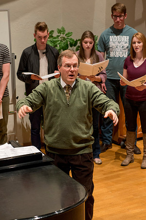 Brother Randall Kempton teaches and conducts his Collegiate Singers Choir.