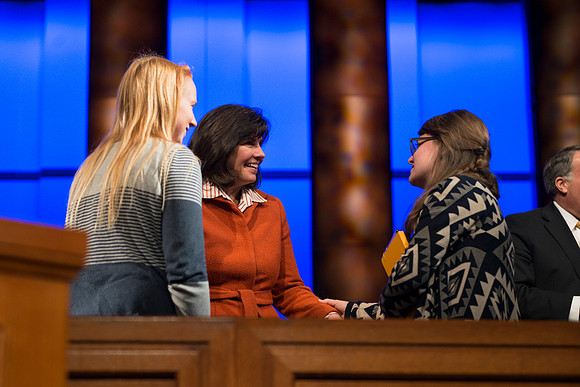 Carole M. Stephens, First Counselor of the Relief Society General Presidency, speaks to BYU-Idaho students at Devotional.