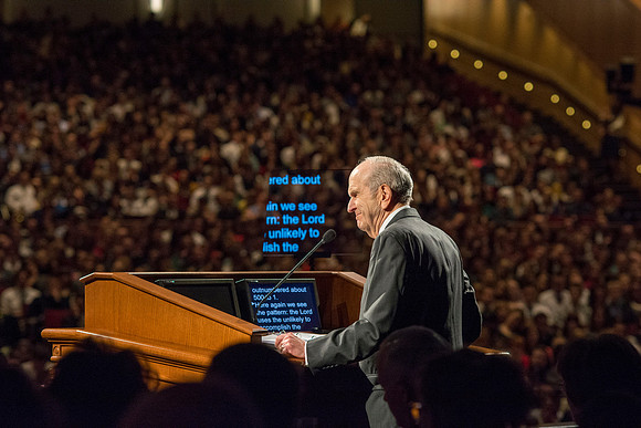Elder Russell M. Nelson, of the Quorum of the Twelve Apostles, gives the devotional address at Brigham Young University-Idaho. Photo by Ryan Chase