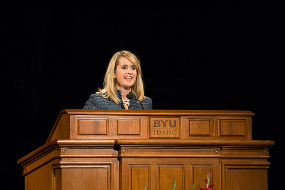 President Gilbert speaks at the first devotional of the Fall 2016 semester.
