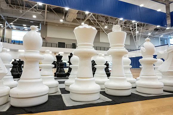 Giant Chess game set up for campus day.