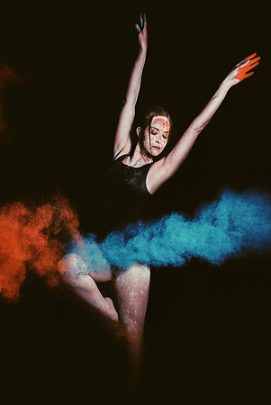Brooklyn Jourdan, Dance major student posing with powder. Spring Semester