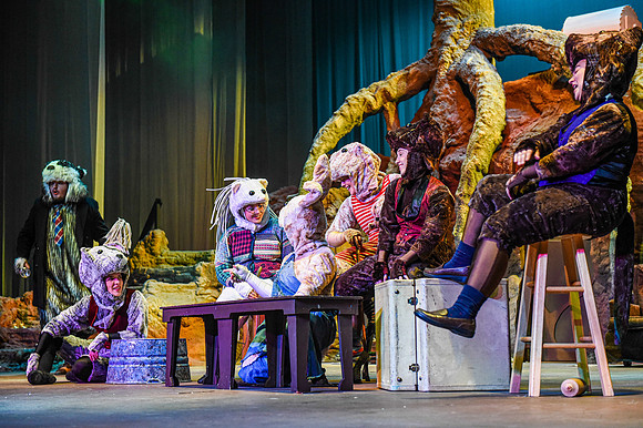 The theatre department's dress rehearsal of the Wind in the Willows in the Snow Drama Theatre.