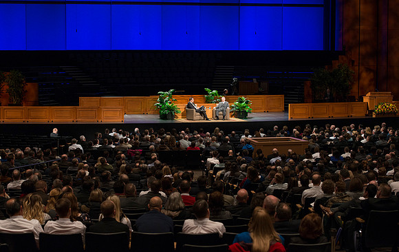 President Gilbert and Elder David A. Bednar Have a Q&A style meeting for the BYU-Idaho employees. Elder Bednar was the President during the transition of Ricks College to BYU-Idaho.