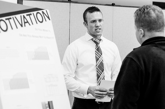 Communication Major Seniors present their original projects at the Communication Senior Showcase.