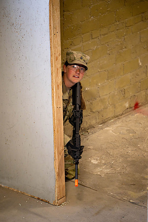 ROTC practices military tatics in an Advantage Airsoft facility.