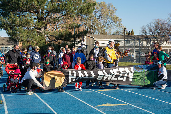 BYU-Idaho employees and their families enjoy a beautiful fall day at the stadium track.