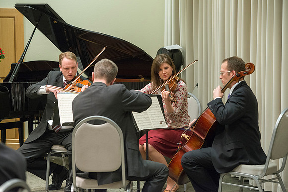 Eliza R. Snow Award members and guest enjoy an evening of god food and entertainment honoring Rick and Cheryl Hansen for their service towards the Arts.