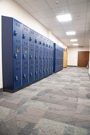 Dance lockers in the new dance and theater portion of the Hart building.