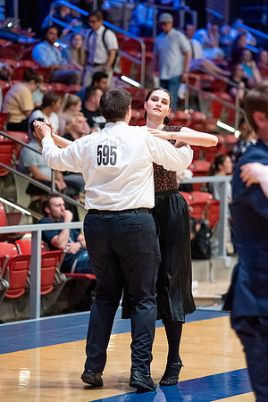 Students perform in a dance competition at the Hart Auditorium.