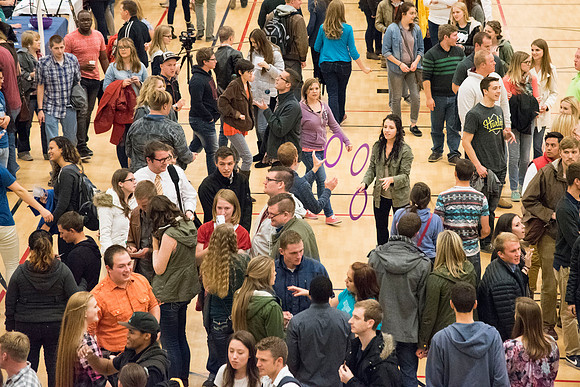 President Gilbert and his wife, Christine host a campus-wide date night for the students and their dates.