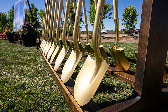 The stage is set and ready for the Groundbreaking ceremony of the Teton River Temple.