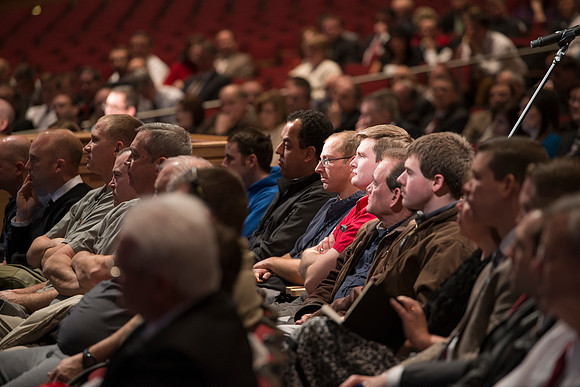 President Gilbert and Elder David A. Bednar Have a Q&A style meeting for the BYU-Idaho employees. Elder Bednar was the President during the transition of Ricks College to BYU-Idaho.