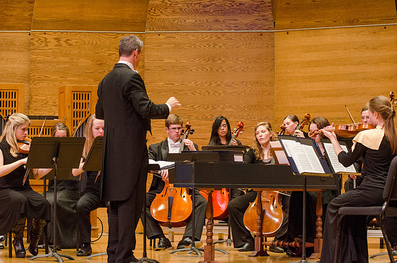 BYU-Idaho students perform in the Baroque Ensemble held in the Barrus Concert Hall