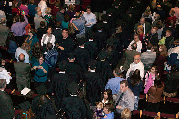 Students are welcomed into the I-Center for the Commencement Ceremony.