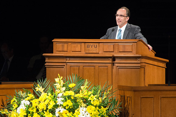 Allan Walburger soke at devotional on Tuesday 27 May about having a firm foundation in the Lord.