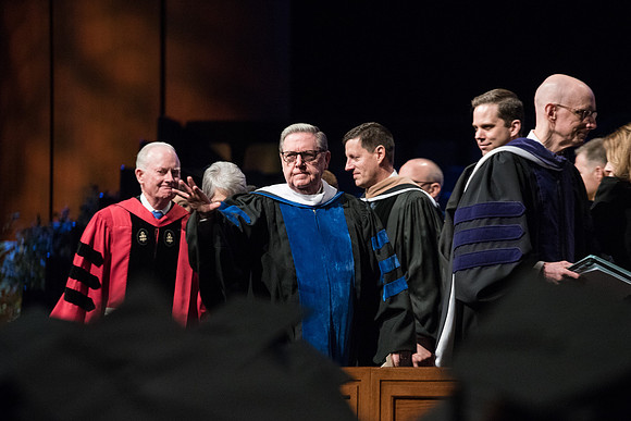 BYU-Idaho Commencement, Elder Jeffrey R. Holland saying good-bye to the graduates. Winter Semester