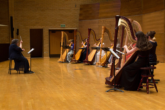 Harp Ensemble dress rehearsal