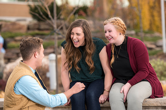 Information Technology students pose on campus for the department webpage.