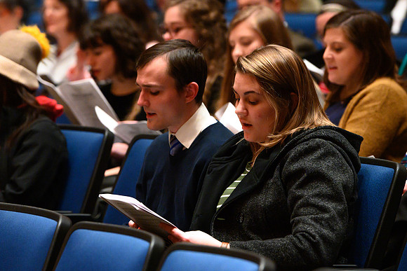 BYU-Idaho students and members of the Rexburg community gather to sing new hymns that have been written by the BYU-Idaho Community. (Students, Faculty/Staff,Community)
