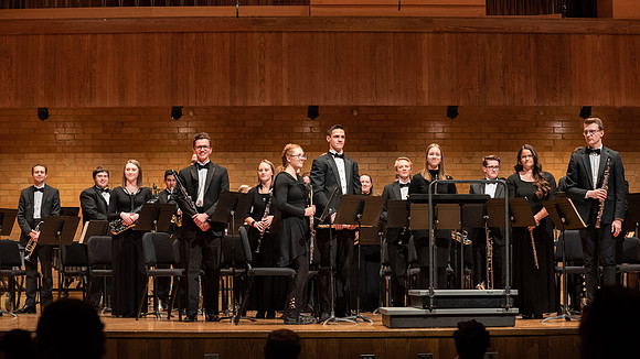 Photos of the University Band, directed by Diane Soleberg.