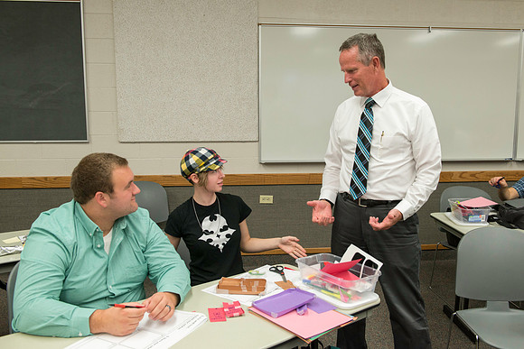 Business Management students learn some creative developement and thinking skills to prepare them for their IBC groups. The class is taught in a group effort by Craig Bell, Drew Eagar and Kent Lundin.