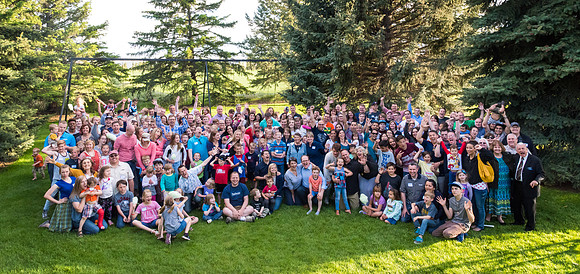 Pathway Worldwide employees and their families gather for a social in Rexburg. 2017