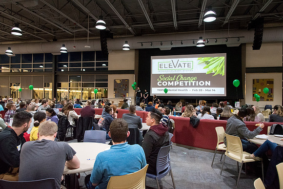 This Social Change Team Competition event is sponsored by the Interdisciplinary Studies council. ELEVATE is a campus wide competition where teams of 5 students (from 3 different colleges) will create