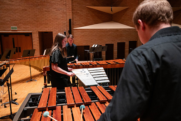 BYUI Percussion rehearsing before a a concert.