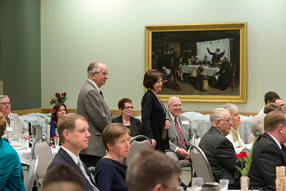 Eliza R. Snow Award members and guest enjoy an evening of god food and entertainment honoring Rick and Cheryl Hansen for their service towards the Arts.