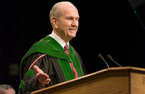 Elder Russell M Nelson speaking at the Brigham Young University-Idaho graduation April 29